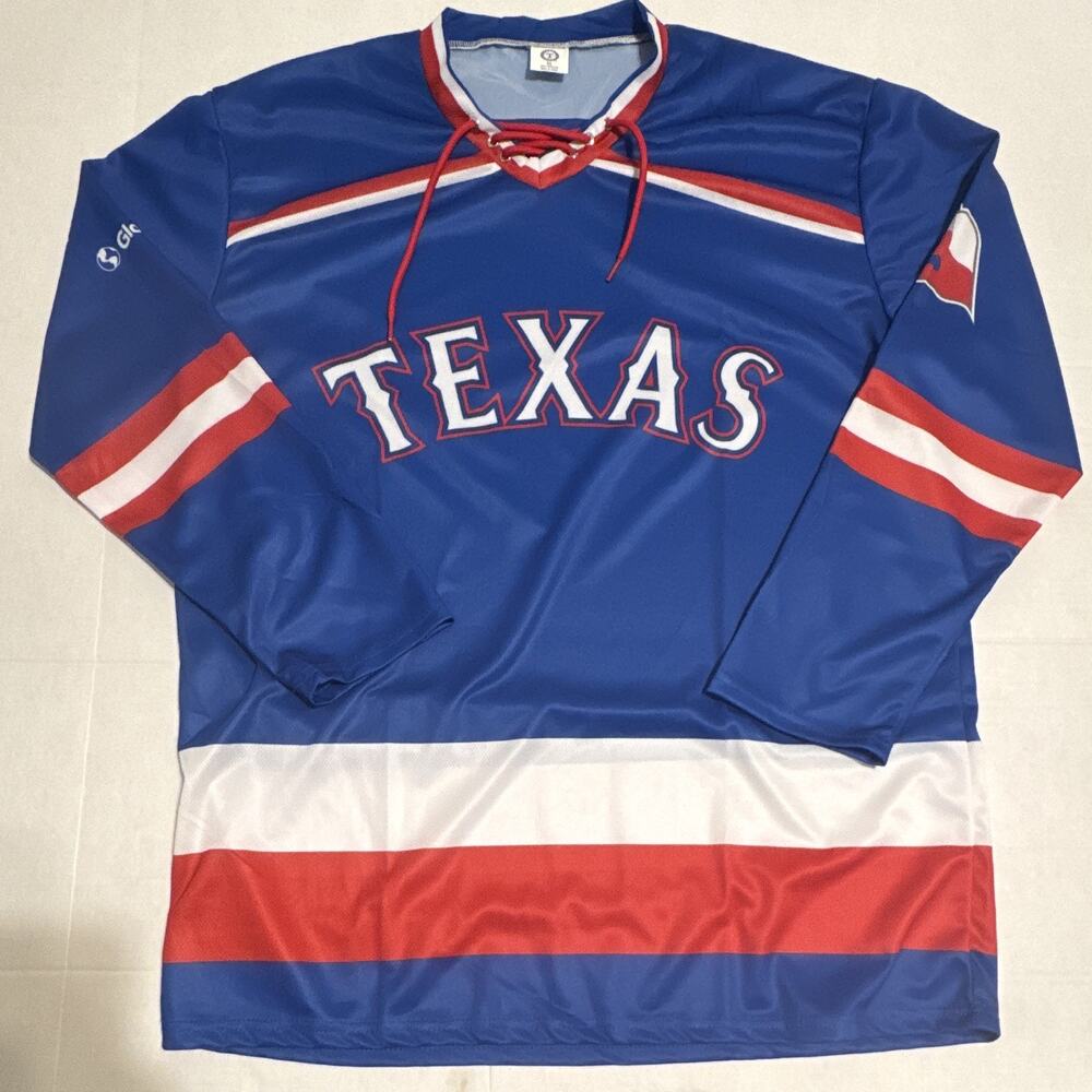 Texas Rangers MLB Baseball Lace-Up Jersey Shirt Blue/White/Red Size XL